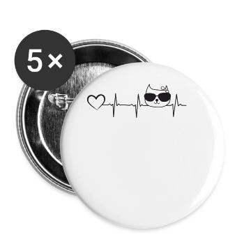 Cat Heartbeat Funny Cat Heartbeat - Funny Cat - Buttons large 2.2'' (5-pack) - white