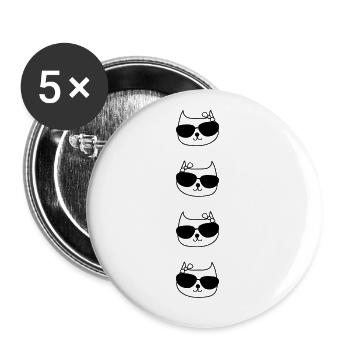 Cat Head Cute Cat Lover - Funny Cat - Buttons large 2.2'' (5-pack) - white