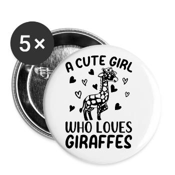 Giraffe Lover - A Cute Girl Who Loves Giraffes - Buttons large 2.2'' (5-pack) - white