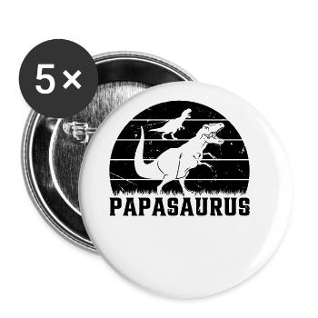 Papa Saurus Papa Dino Papa Dinosaur - Papasaurus - Buttons large 2.2'' (5-pack) - white