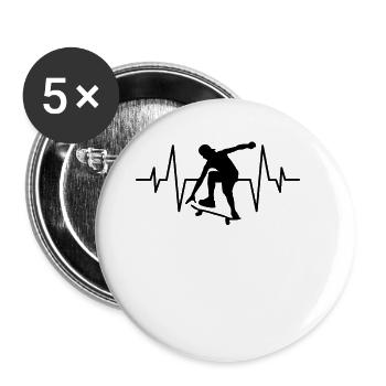 skater heartbeat - Buttons large 2.2'' (5-pack) - white