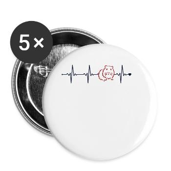 Guinea Pig Heartbeat Cavy Caviidae Long Hair - Buttons large 2.2'' (5-pack) - white