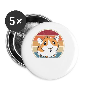 Retro Cavy Caviidae Long Hair American Crested - Buttons large 2.2'' (5-pack) - white