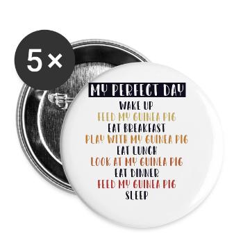 Guinea Pig Perfect Day Long Hair Cavy Caviidae - Buttons large 2.2'' (5-pack) - white
