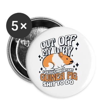 Out Off My Way American Crested Cavy Caviidae - Buttons large 2.2'' (5-pack) - white