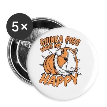 Guinea Pigs Make Me Happy Long Hair Cavy Breeder - Buttons large 2.2'' (5-pack) - white