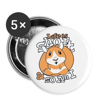Life Is Short And So Am I Long Hair Cavy Breeder - Buttons large 2.2'' (5-pack) - white