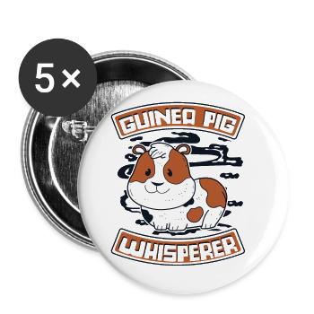 Guinea Pig Whisperer Cavy Caviidae Long Hair - Buttons large 2.2'' (5-pack) - white