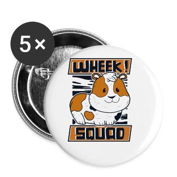 Wheek Squad American Crested Cavy Caviidae Guinea - Buttons large 2.2'' (5-pack) - white
