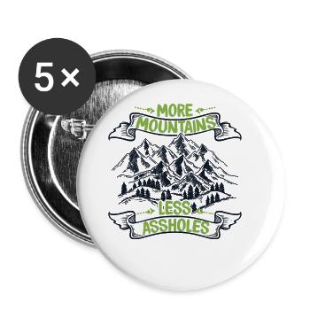 More Mountains Less Assholes Outdoor Speed Alpine - Buttons large 2.2'' (5-pack) - white