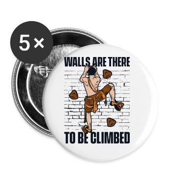 Walls Are There To Be Climbed Alpine Outdoor - Buttons large 2.2'' (5-pack) - white