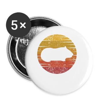 Retro Guinea Pigs American Crested Cavy Caviidae - Buttons large 2.2'' (5-pack) - white