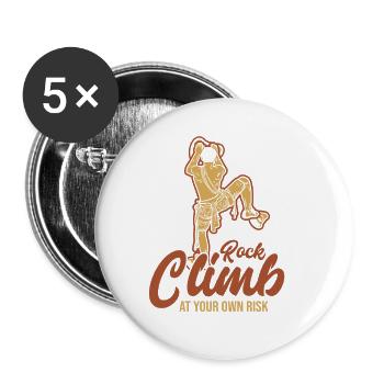Rock Climb at your own Risk Bouldering Indoor - Buttons large 2.2'' (5-pack) - white