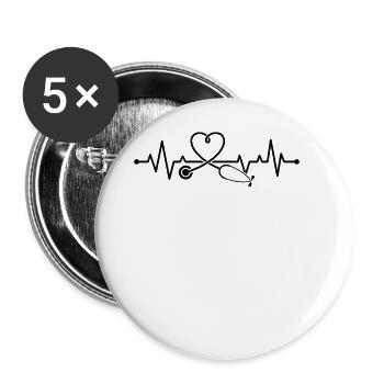 Doctor Stethoscope Heartbeat - Buttons large 2.2'' (5-pack) - white