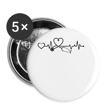 Doctor Stethoscope with Heart - Buttons large 2.2'' (5-pack) - white