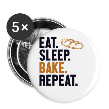 Eat Sleep Bake Repeat Bread Maker Bread Dough - Buttons large 2.2'' (5-pack) - white