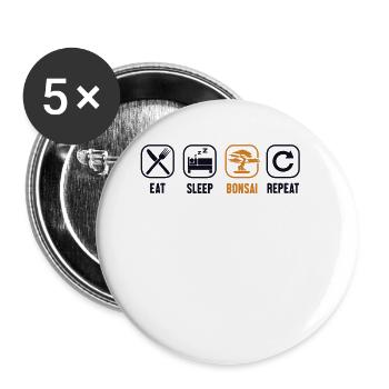 Eat Sleep Bonsai Repeat Penjing Indoor Bonsai - Buttons large 2.2'' (5-pack) - white