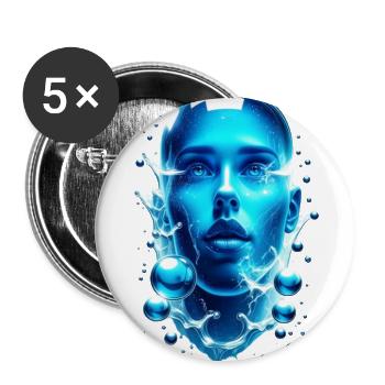 Futuristic Water-Alien Portrait - Buttons large 2.2'' (5-pack) - white
