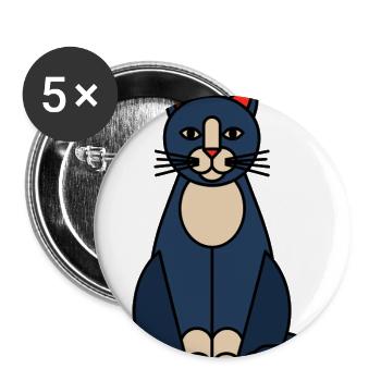 Blue Cat Illustration with Cream Belly - Buttons large 2.2'' (5-pack) - white
