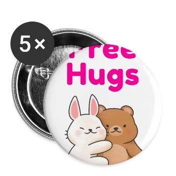 Free Hugs Bunny Bear Embrace - Buttons large 2.2'' (5-pack) - white