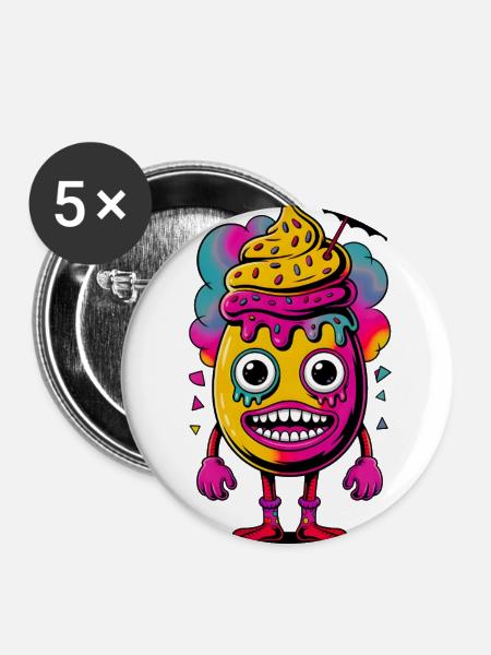 Frosted Lemon Mascot - Buttons large 2.2'' (5-pack) - white