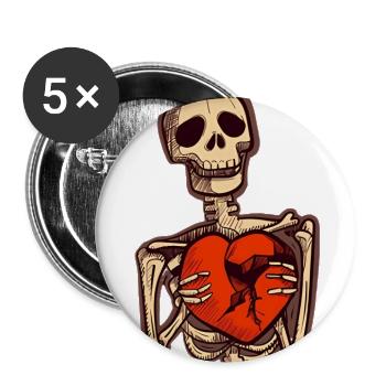 Sad Skeleton Holding Broken Heart - Buttons large 2.2'' (5-pack) - white