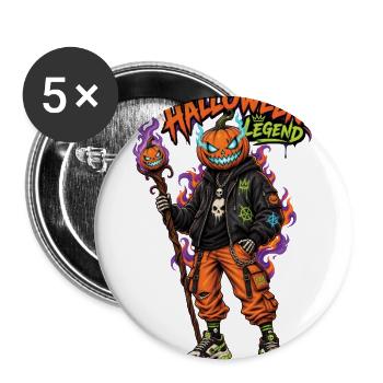 Halloween Legend Pumpkin Head Streetwear - Buttons large 2.2'' (5-pack) - white