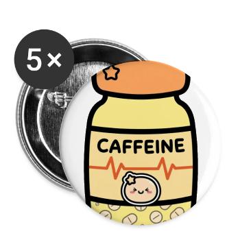 Caffeine Kawaii Capsule Bottle - Buttons large 2.2'' (5-pack) - white