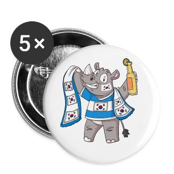 Rhino Fan South Korea - Buttons large 2.2'' (5-pack) - white
