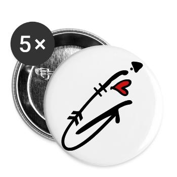 Letter G with arrow heart - Buttons large 2.2'' (5-pack) - white