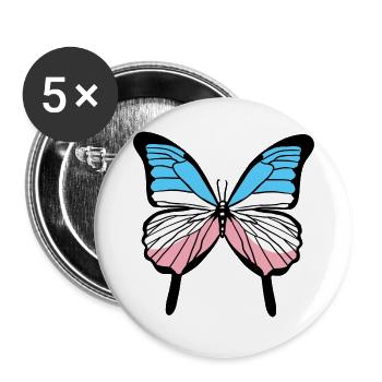 Trans Pride Butterfly Transgender Gift - Buttons large 2.2'' (5-pack) - white