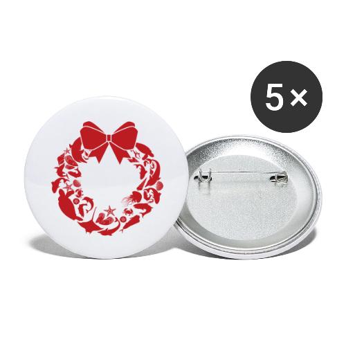 Christmas Season Wreath, Red - Buttons large 2.2'' (5-pack)