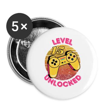 Level 15 Unlocked - Buttons large 2.2'' (5-pack) - white
