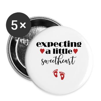 Expecting little sweetheart - Buttons large 2.2'' (5-pack) - white