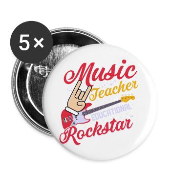 Music Teacher Educational Rockstar School Music Te - Buttons large 2.2'' (5-pack) - white