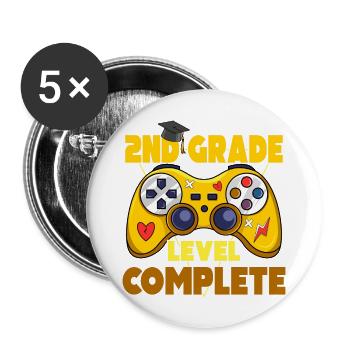 2nd Grade Level Complete - Buttons large 2.2'' (5-pack) - white
