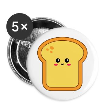 Happy Kawaii Bread - Buttons large 2.2'' (5-pack) - white