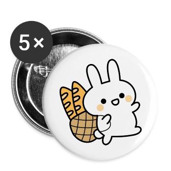 Miki The Bunny With Bread - Buttons large 2.2'' (5-pack) - white