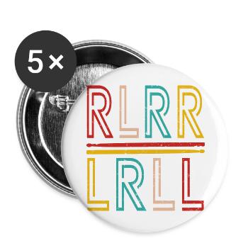Retro Drumsticks Rlrr Lrll Drummer - Buttons large 2.2'' (5-pack) - white
