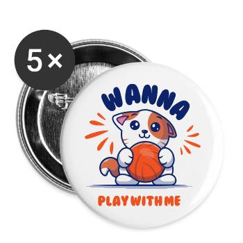Cute Cat Design Wanna Play With Me For Cat Lovers - Buttons large 2.2'' (5-pack) - white