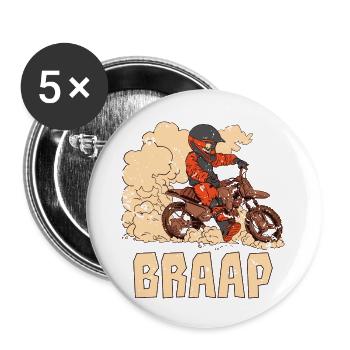 Dirt Bike Braap Boy Motorsports - Buttons large 2.2'' (5-pack) - white