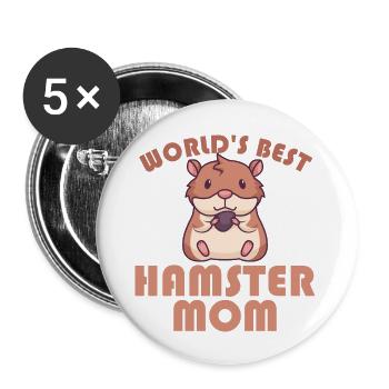 World s Best Hamster Mom - Buttons large 2.2'' (5-pack) - white