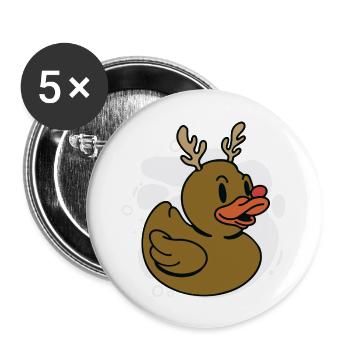 Cute Red Nosed Reindeer Rubber Ducky - Buttons large 2.2'' (5-pack) - white