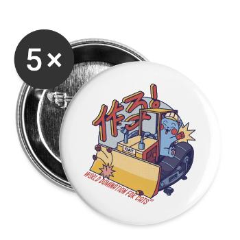Blue Collar Cat Cat Tractor - Buttons large 2.2'' (5-pack) - white