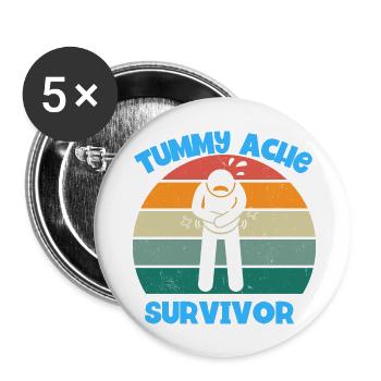 Tummy Ache Survivor - Buttons large 2.2'' (5-pack) - white