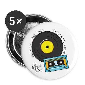 Old School Music - Buttons large 2.2'' (5-pack) - white