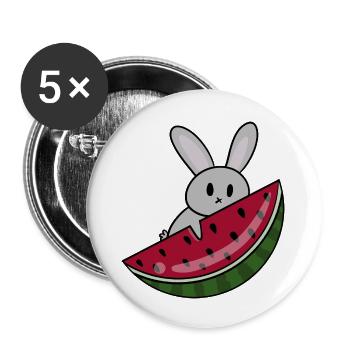 Bunny Holding Watermelon Slice - Buttons large 2.2'' (5-pack) - white