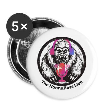 The Nonnaboss Bigfoot Podcaster - Buttons large 2.2'' (5-pack) - white