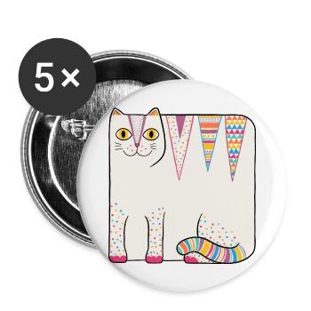 White Loaf Cat - Buttons large 2.2'' (5-pack) - white