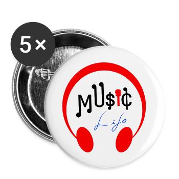 Music Life - Buttons large 2.2'' (5-pack) - white